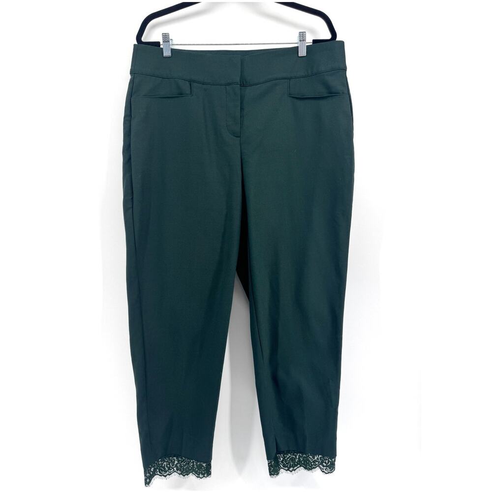 Lane Bryant The Allie Pant Size 16 Lace Hem Hunter Green Business Casual Office